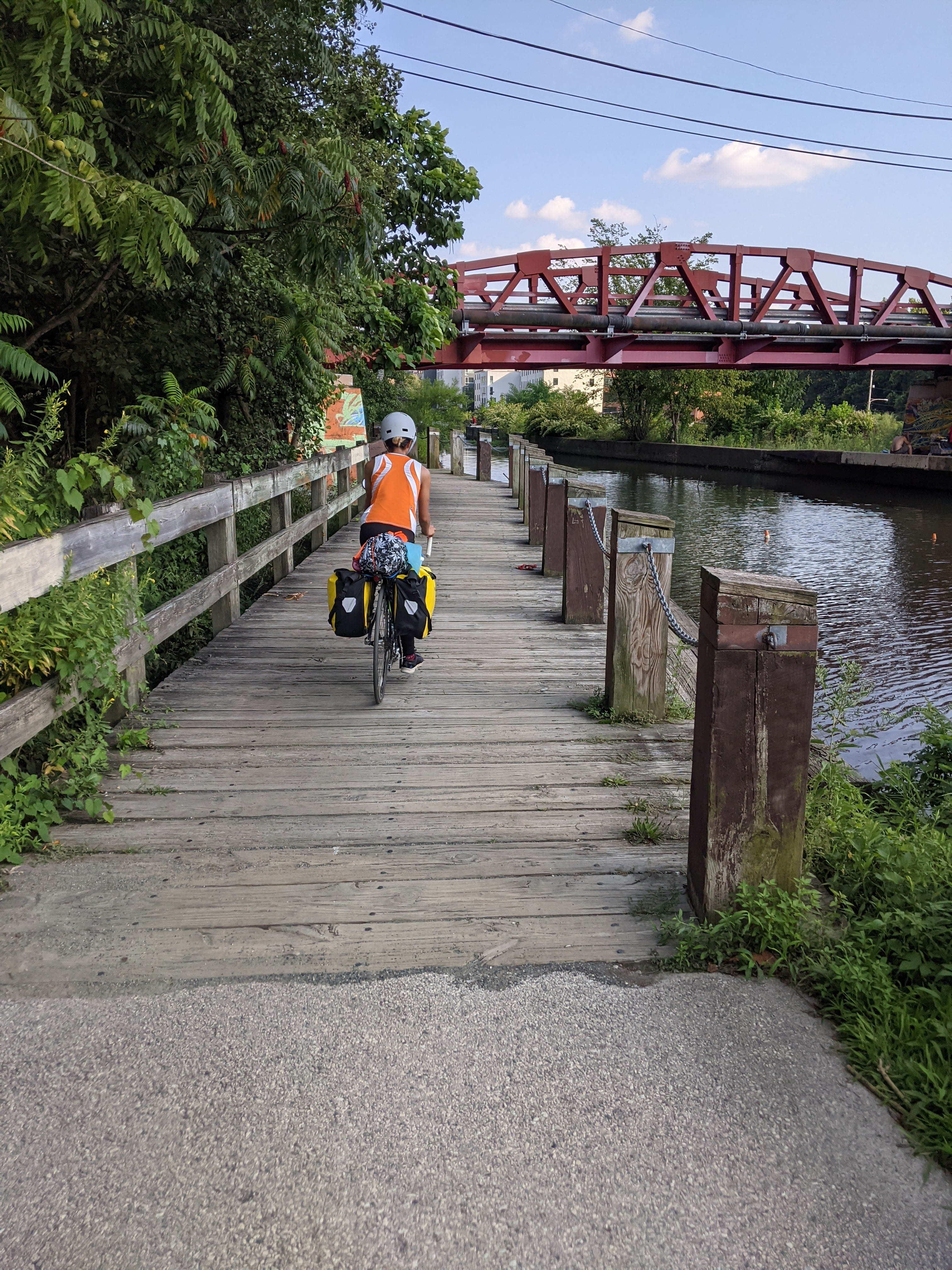 Passing under a bridge over the Schuylkill River in Manayunk